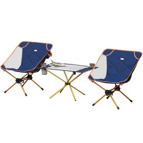 Camping Table and 2 Chairs Set Lightweight Folding Set w/ Cup Holder & Carry Bag