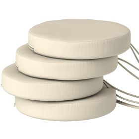 Patio Chair Cushions Set of 4 Round Seat Cushions for Dining Bistro Chairs Machine Washable, 15" x 15" x 3", Cream White