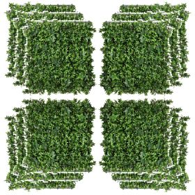 12 PCS 20" x 20" Artificial Boxwood Wall Panel Sweet Potato Leaf Privacy Fence