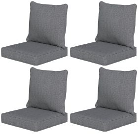 8 Patio Chair Cushions with Seat & Backrest, Fade Resistant Seat Replacement Cushion Set, Gray