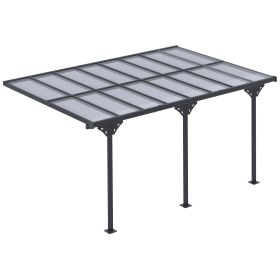 14.5' x 10' Aluminum Polycarbonate Pergola with UV Blocking for Outdoor Wall-Mounted Use, Family Shade, Gray