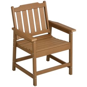 All-Weather Patio Chair, HDPE Patio Dining Chair, Heavy Duty Wood-Like Outdoor Furniture for Garden, Backyard, Deck, Porch, Lawn, Brown