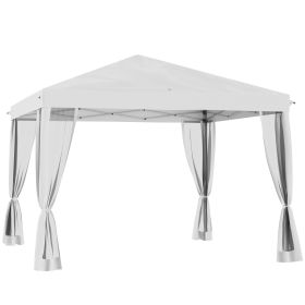 10' x 10' Outdoor Pop-Up Canopy with Sidewalls, Mesh Walls, Instant Setup for Party, Events, Patio, Lawn, Cream White