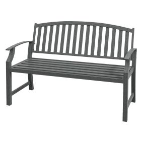 46" Outdoor Garden Bench, Metal Bench, Wood Look Slatted Frame Furniture for Patio, Park, Porch, Lawn, Yard, Deck, Gray