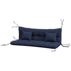 59" Tufted Bench Cushions & Throw Pillows, Replacement Bench Seat Pad, Back & 2 Pillows for Outdoor Furniture, Navy Blue