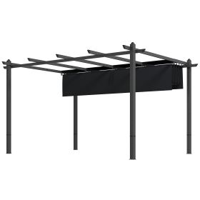 10' x 13' Retractable Pergola Canopy, Aluminum Pergola Sun Shade Shelter for Garden, Patio, Backyard, Deck, Gray