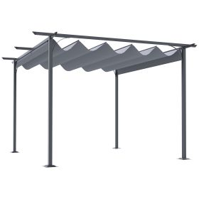 11.5' x 11.5' Outdoor Retractable Pergola Canopy, Metal Patio Shade Shelter for Backyard, Porch Party, Garden, Grill Gazebo, Gray