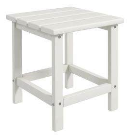 Adirondack Side Table, Square Patio End Table, Weather Resistant 15" Outdoor HDPE Table for Porch, Pool, Balcony, White