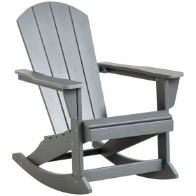 Outdoor Rocking Chair, HDPE Adirondack Porch Rocker Chair for Garden, Patio, Light Gray