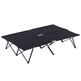 2 Person Folding Camping Cot for Adults, 50" Extra Wide Outdoor Portable Sleeping Cot with Carry Bag, Elevated Camping Bed, Beach Hiking, Black