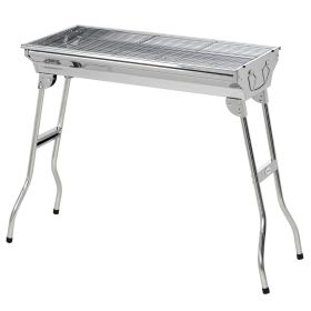 Charcoal Barbecue Grill Stainless Steel Small Portable Folding BBQ Camping Grill for Shish Kabob