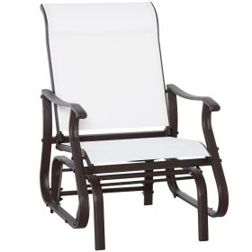 Outdoor Glider Chair, Gliders for Outside Patio with Steel Frame and Mesh Fabric for Backyard, Garden, and Porch, White