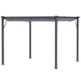 10' x 10' Outdoor Retractable Pergola Canopy, Aluminum Patio Pergola, Backyard Shade Shelter for Garden & Parties, Gray