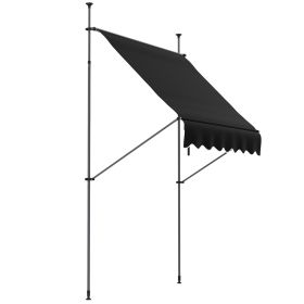 6.5' x 4' Manual Retractable Awning, Non-Screw Patio Awning, UV Resistant for Window or Door, Black