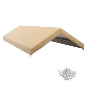 20' x 10' Carport Replacement Canopy for Model 84C-207WT or 84C-386V00WT with Ball Bungee Cords, Beige (Only Cover)