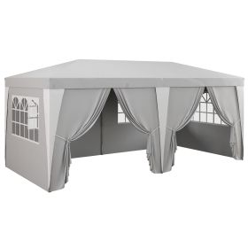 19 x 10' Pop Up Canopy with Removable Sidewalls, Windows, Height Adjustable Ez Up Canopy for Outdoor Events, Party, Gray