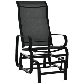 Outdoor Patio Sling Fabric Swing Glider Rocker Chair with Smooth Rocking Arms, Black