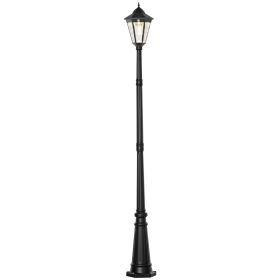 92.5" Outdoor Lamp Post Light, Solar-Powered Streetlight, w/ Clear Glass, Black