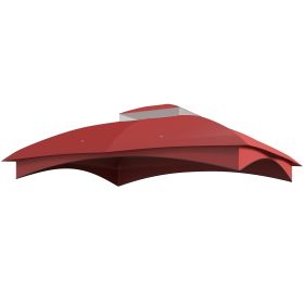 10' x 12' 2-Tier Gazebo Cover, Patio Gazebo Canopy Replacement with Drainage Holes for 84C-210 Series, Wine Red