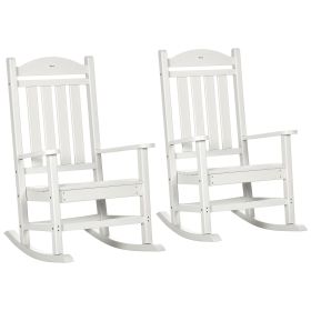2PCs Outdoor Rocking Chair with Armrests, Fade-Resistant Waterproof HDPE for Indoor & Outdoor, White