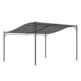 10' x 13' Outdoor Pergola Gazebo, Steel Patio Canopy with Weather-Resistant Fabric and Drainage Holes, Gray