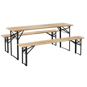6' Portable Picnic Table and Bench Set, Outdoor Wooden Folding Camping Dining Table Set for Patio Garden Outdoor Activities