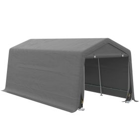 10' x 20' Carport Portable Garage, Heavy Duty Storage Tent, Patio Storage Shelter w/ Anti-UV PE Cover and Double Zipper Doors, for Motorcycle Bi