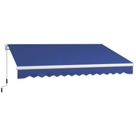 13' x 8' Patio Awning, Manual Retractable Sun Shade with UV Protection and Easy Crank Opening, Dark Blue