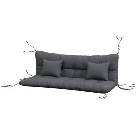59" Tufted Bench Cushions & Throw Pillows, Replacement Bench Seat Pad, Back & 2 Pillows for Outdoor Furniture, Charcoal