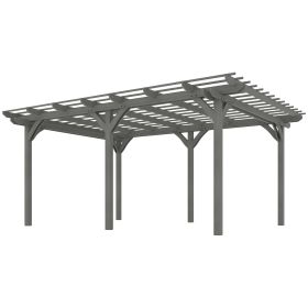 12' x 16' Outdoor Pergola, Wood Gazebo Grape Trellis with Stable Structure for Climbing Plant Support, Gray