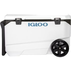 Igloo Marine Ultra Coolers 90 Qt Oversized wheels for all-terrain mobility Comfort swing-up rear handle for lifting and loading