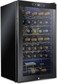 34 Bottle Compressor Wine Cooler Refrigerator w/Lock | Large Freestanding Wine Cellar | 41f-64f Digital Temperature Con