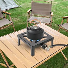 Portable Single Burner Outdoor Gas Stove Propane Cooker With Adjustable 0-20Psi Regulator Hose For Patio Camping