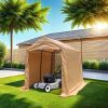 7x8 ft Outdoor Portable Gazebo Storage Shelter Shed with 2 Roll up Zipper Doors & Vents Carport for Motorcycle Waterproof and UV Resistant Anti-Snow P