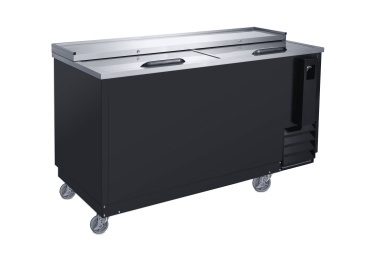 Dukers Commercial 65" Double Door Refrigerator Bottle Cooler with Bottle opener & cap catcher