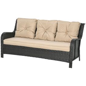 3-Seater Outdoor Sofa w/ 4" Thick Cushions, Outdoor Couch, Beige