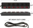 Bosonshop 2 Pack Long Power Strip Surge Protector;  6 Metal Power Outlets 2 USB Ports;  6 ft Long Extension Cord