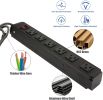 Bosonshop Surge Protector Power Strip with Outlets and USB Charging Ports 6-Foot Cord for Home, Office -Black (2, 6 outlets)