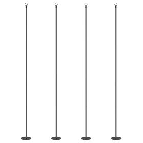 4 Pack of 10' String Light Poles, Steel Hanging Lighting Stand for Patio, Backyard, Deck, Wedding, Party, Black