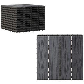 Interlocking Deck Tiles, Pack of 11 Outdoor Flooring Patio Tiles, 12" x 12", All Weather for Porch, Balcony, Backyard for a New Classic Look, Gr