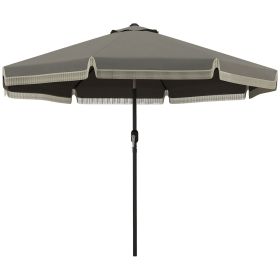 9ft Patio Umbrella Outdoor Table Umbrella w/ Tilt, Crank, Ruffled, 8 Ribs for Garden, Deck, Pool, Dark Gray