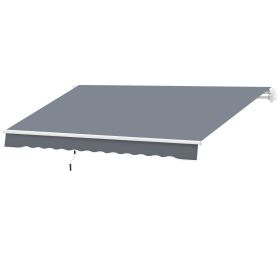 10' x 8' Patio Awning, Manual Retractable Sun Shade with UV Protection and Easy Crank Opening, Dark Gray