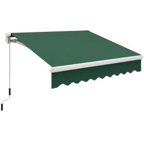 8' x 6.6' Patio Retractable Awning, Manual Exterior Sun Shade Deck Window Cover, Green