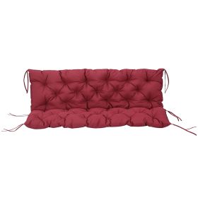 59" x 38" Tufted Bench Cushion for Outdoor Furniture, 3-Seater Replacement for Swing Chair, Patio Sofa/Couch, Wine Red