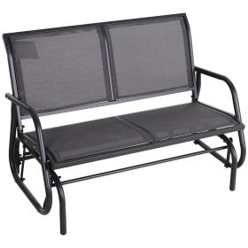 2-Person Outdoor Glider Bench Patio Double Swing Rocking Chair Loveseat w/Power Coated Steel Frame for Backyard Garden Porch, Grey