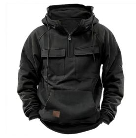 Men's Zip-up Hoodies Sweatshirt With Drawstring And Pocket Design Fashion Casual Sports Sweatshirt (Option: Black-L)