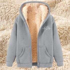 Men's Fleece Hoodie With Fleece Lining, Thick And Warm For Winter, Lamb Fleece For Autumn And Winter (Option: 21 Light Gray-L)