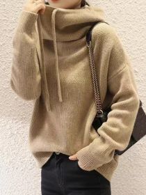 Women's Sweater Thicken Lazy Style All-match Long-sleeved Autumn Winter Warm Casual Sweater For Women (Option: Camel color-M)