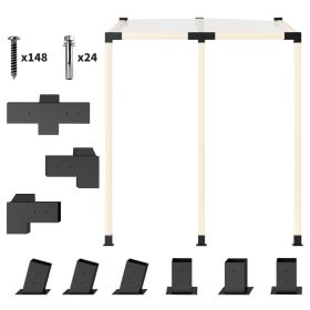 Pergola Kit, 15° Slanted Pergola Brackets w/ 4-Way/3-Way Brackets, Post Bases, Wall Mounts for 3.6" X 3.6" Lumber, Black (Option: Black-500x500x450 mm)