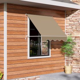 6' Drop Arm Manual Retractable Window Awning Sun Shade Shelter for Patio Balcony Outdoor (Option: Cream White-1875x190x110 mm)